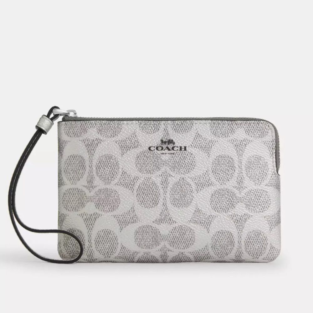 COACH: Corner Zip Wristlet In Signature Canvas